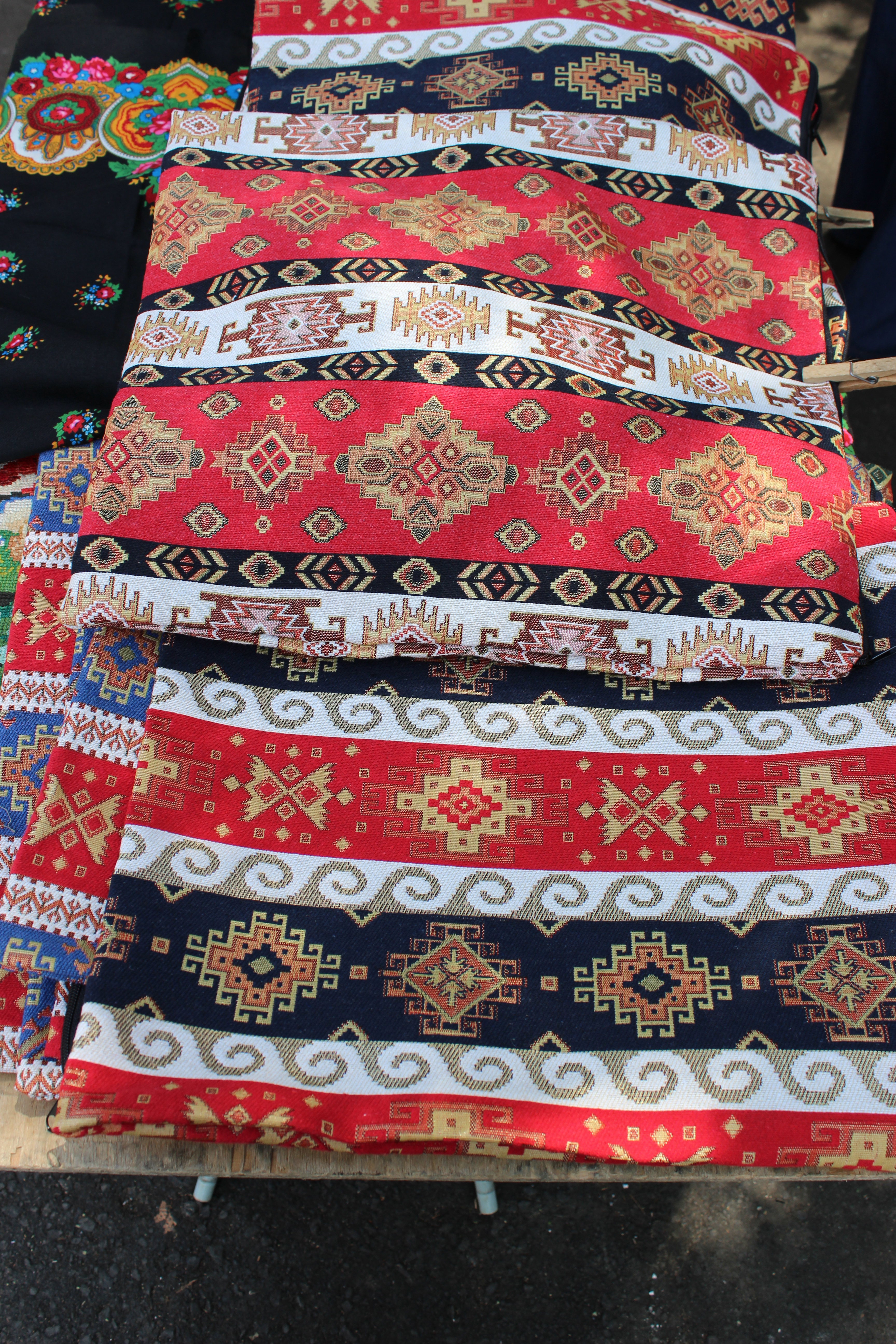 Colourful cushion covers made from kilims - wonderful choice for balconies, terraces and patios. 