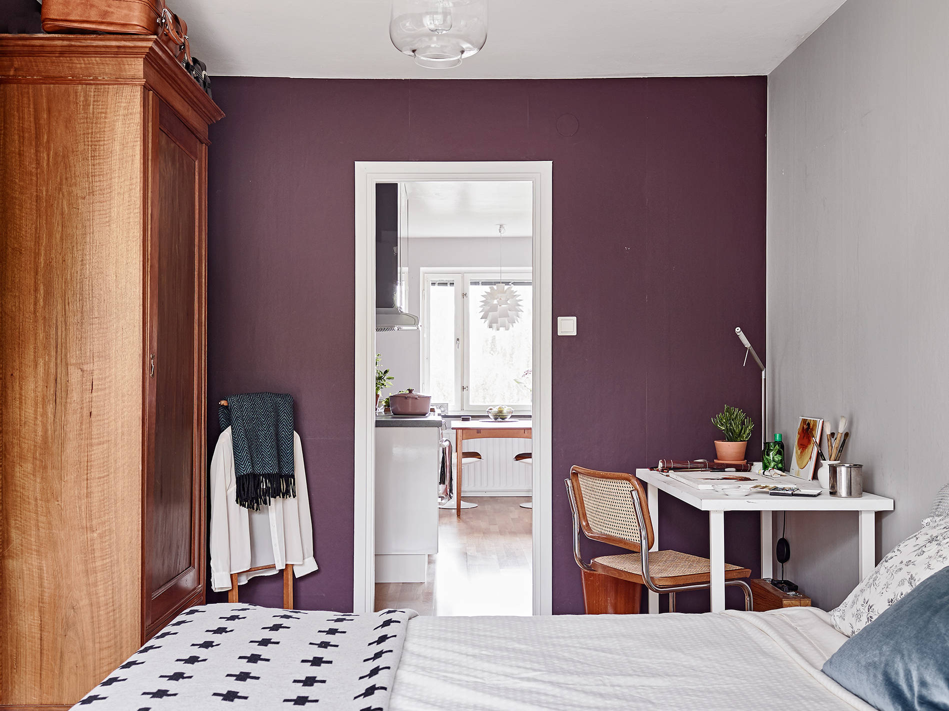 In Colour Burgundy: Charming Apartment in Sweden