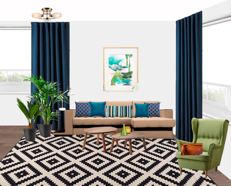 My Progress on New Project: Navy Blue Living Room