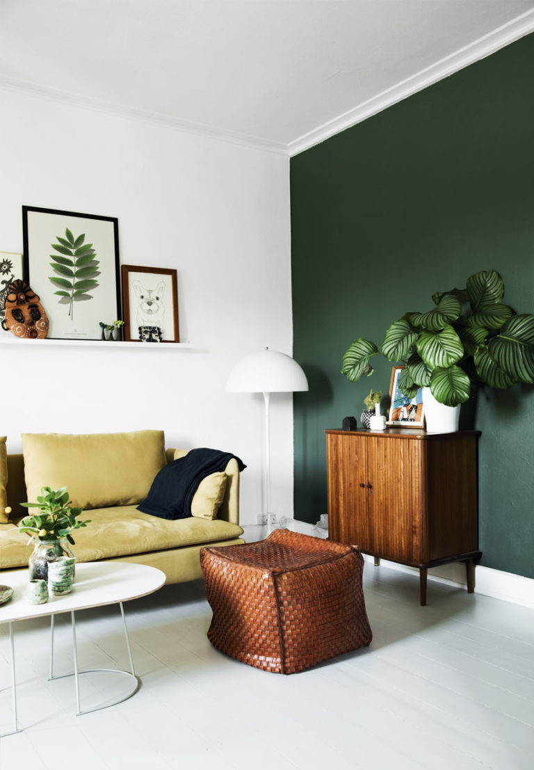 Scandinavian Apartment With a Green Feature Wall