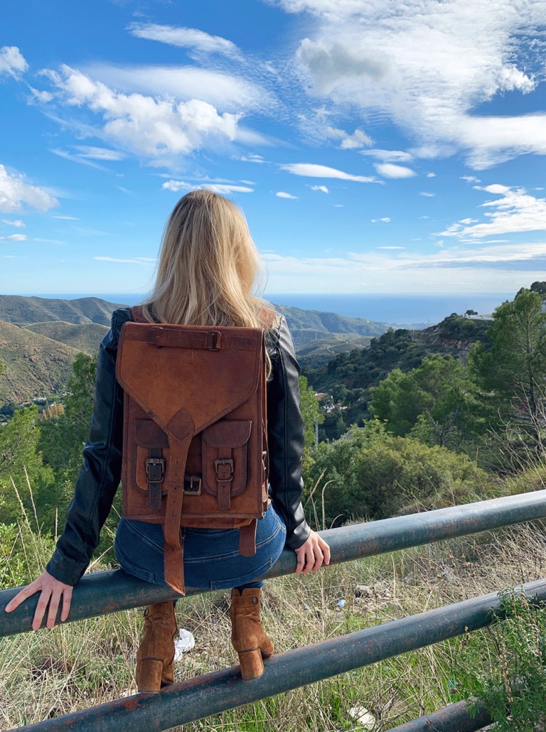 Hiking La Concha Mountain in Marbella With High On Leather Backpack