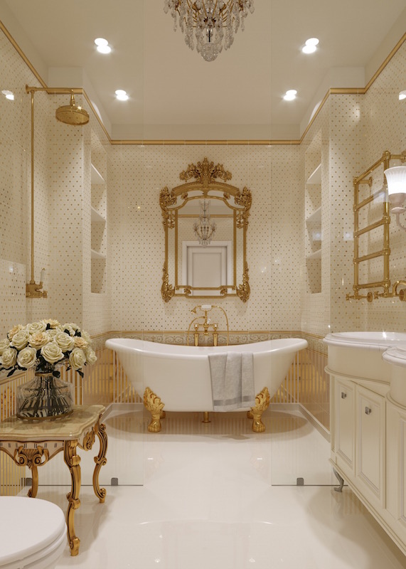 Golden Bathroom – Interior Design Project in Marbella, Spain
