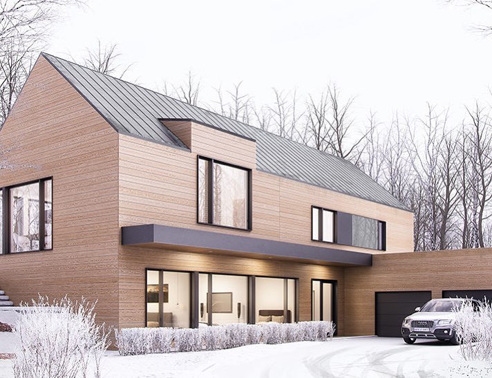 Modern wood house and roof