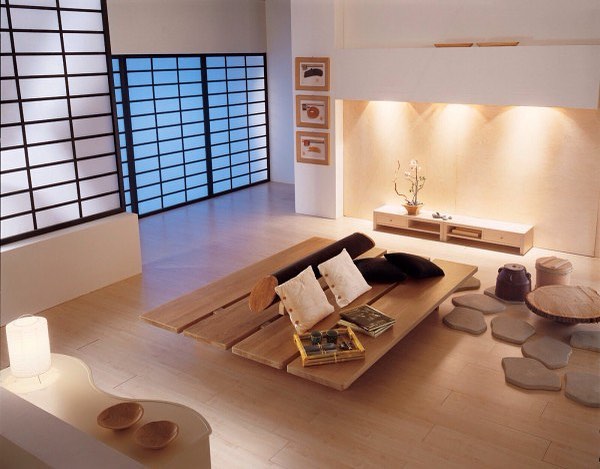 Modern wooden living room
