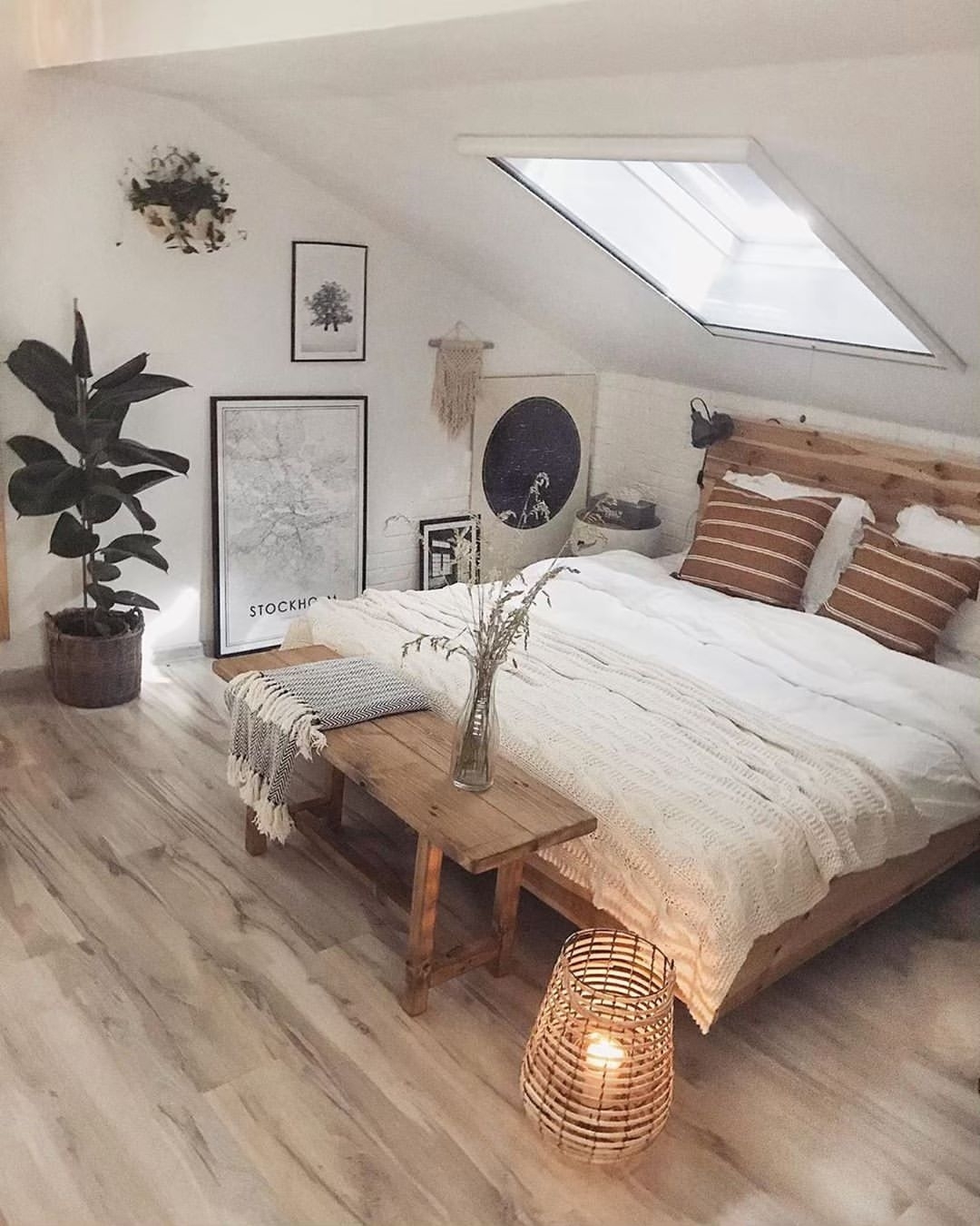 Wood and cream bedroom