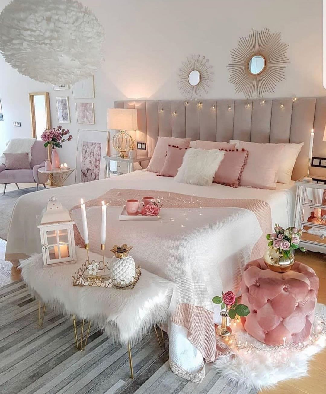 Pink and grey bedroom