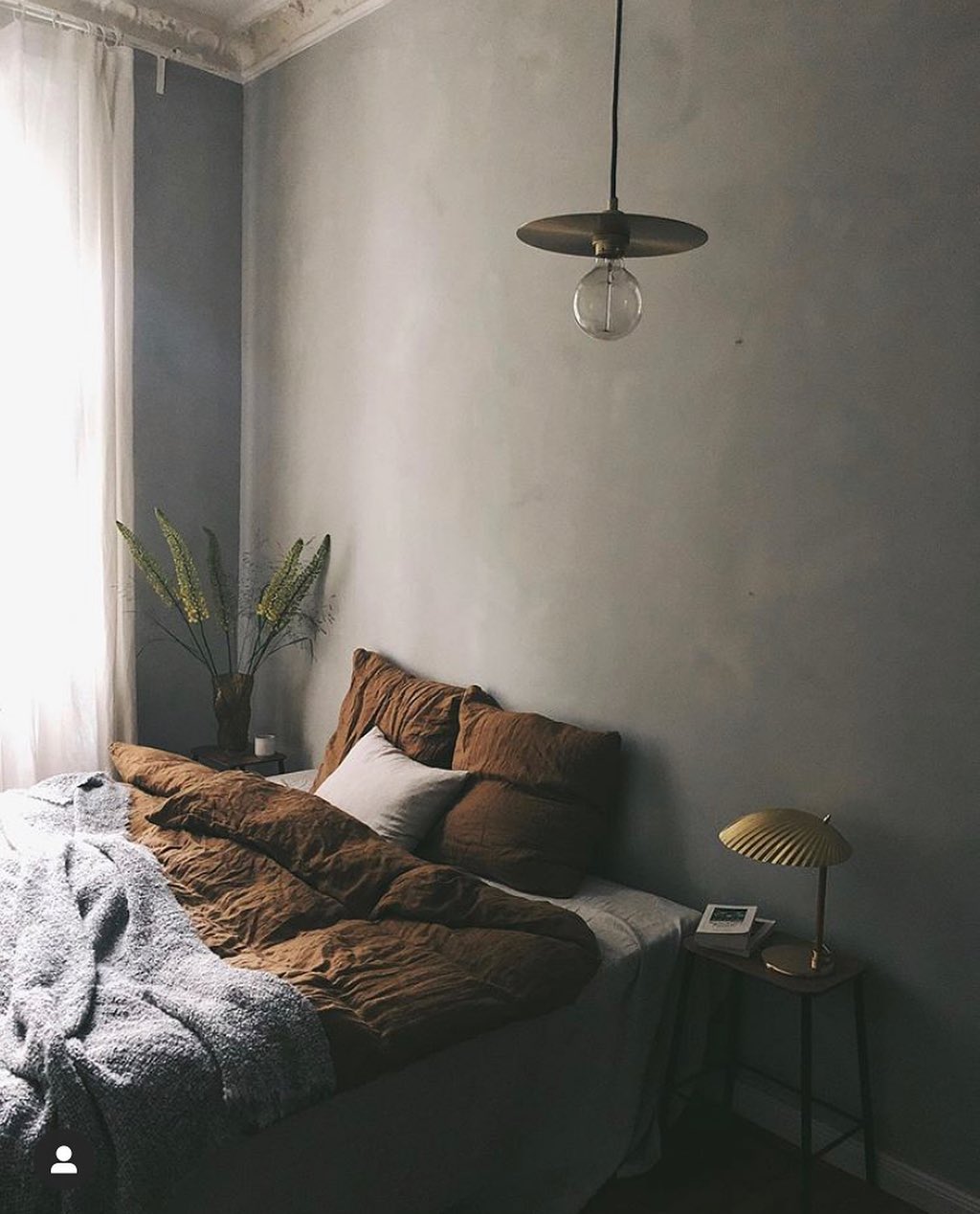 Blue and brown bedroom