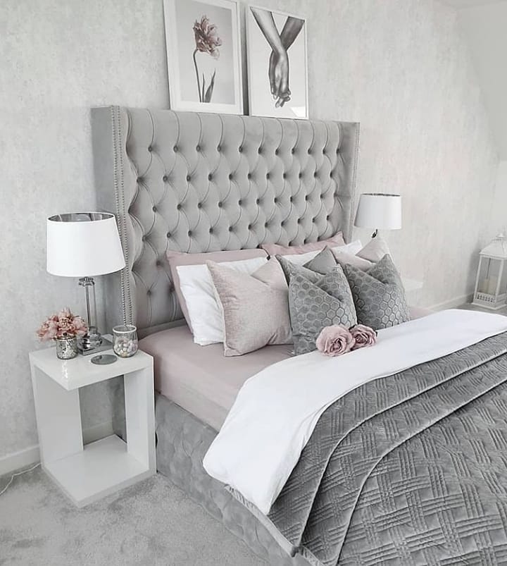 Grey and pink bedroom