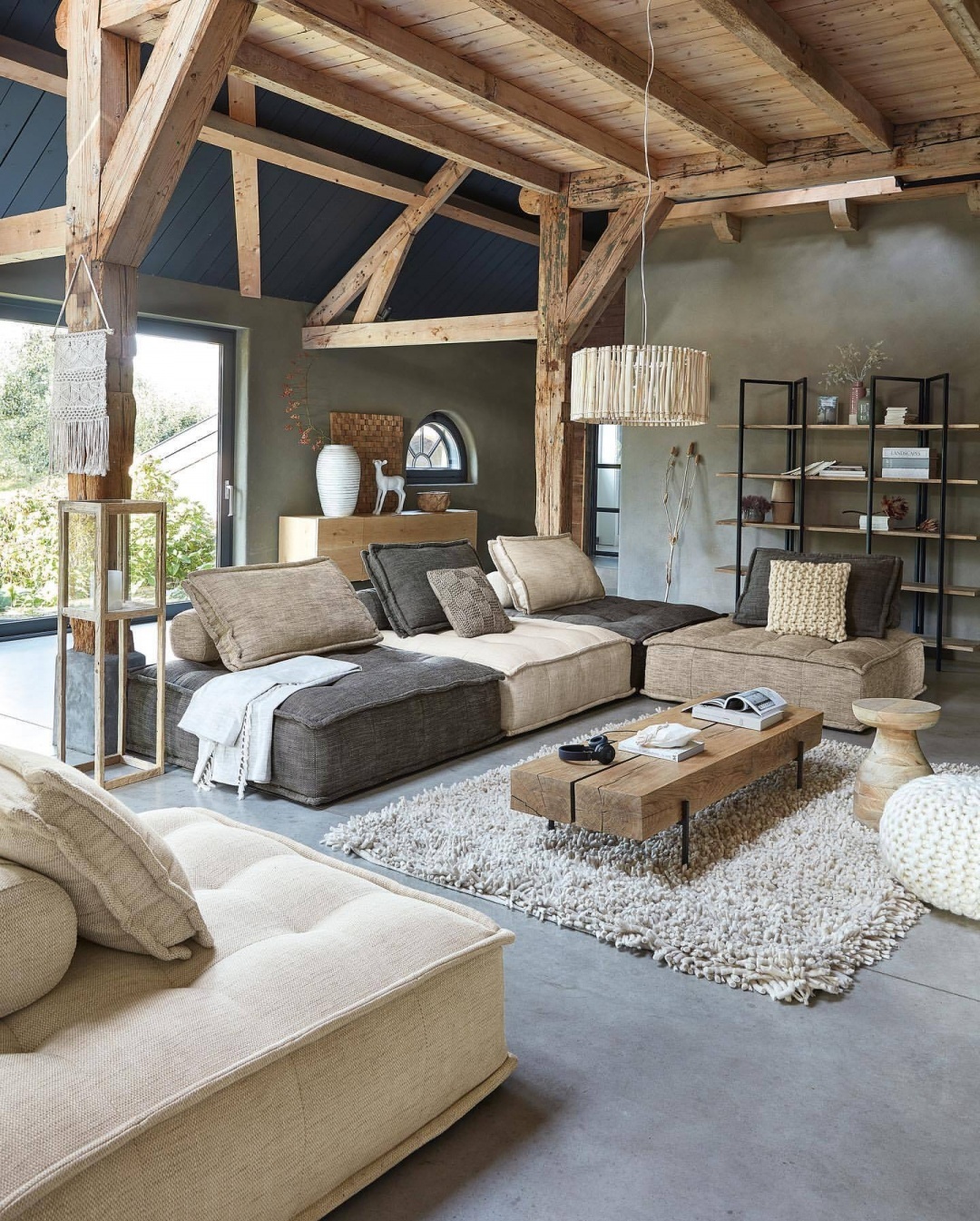 Wood and grey living room