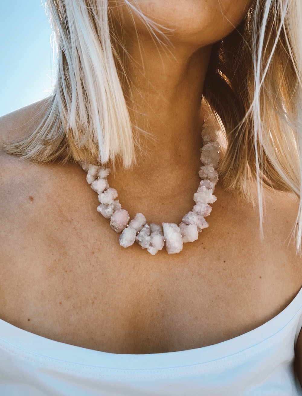 Rose Quartz Raw Necklace Outlet, 58 