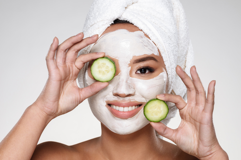 Woman doing natural skin care
